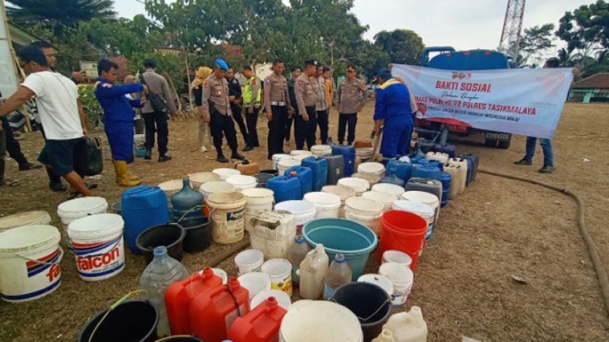 Krisis Air di Pasir Jaya, Polres Tasikmalaya Salurkan Bantuan 12.000 Liter Air Bersih