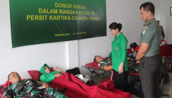 Kodim 0612/Tasikmalaya Gelar Donor Darah untuk Peringati HUT ke-79 Persit Kartika Chandra Kirana